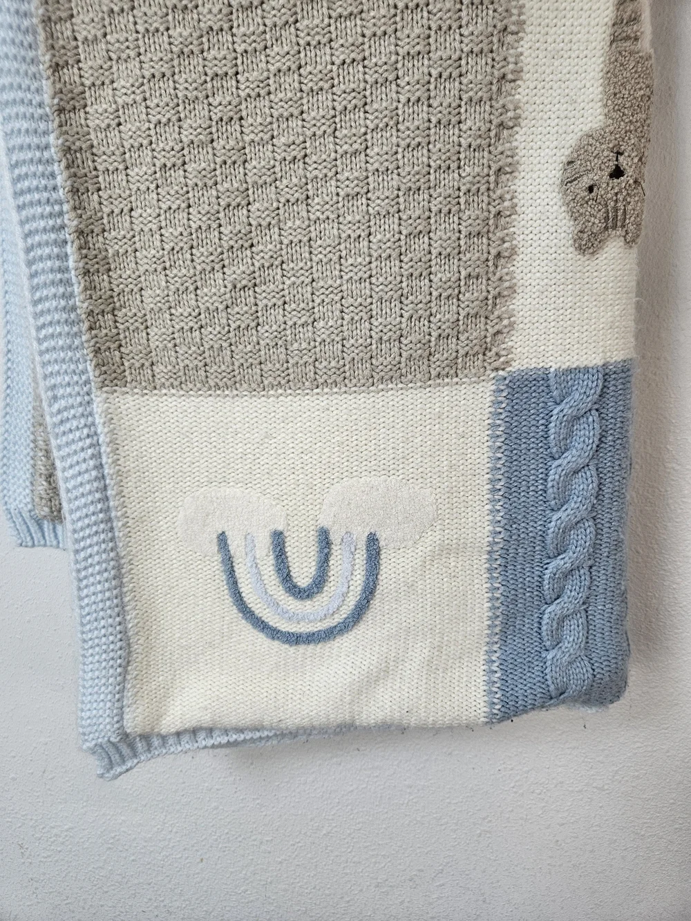 Pottery Barn Kids Heirloom Sherpa-Backed Patchwork Knit Baby Blanket